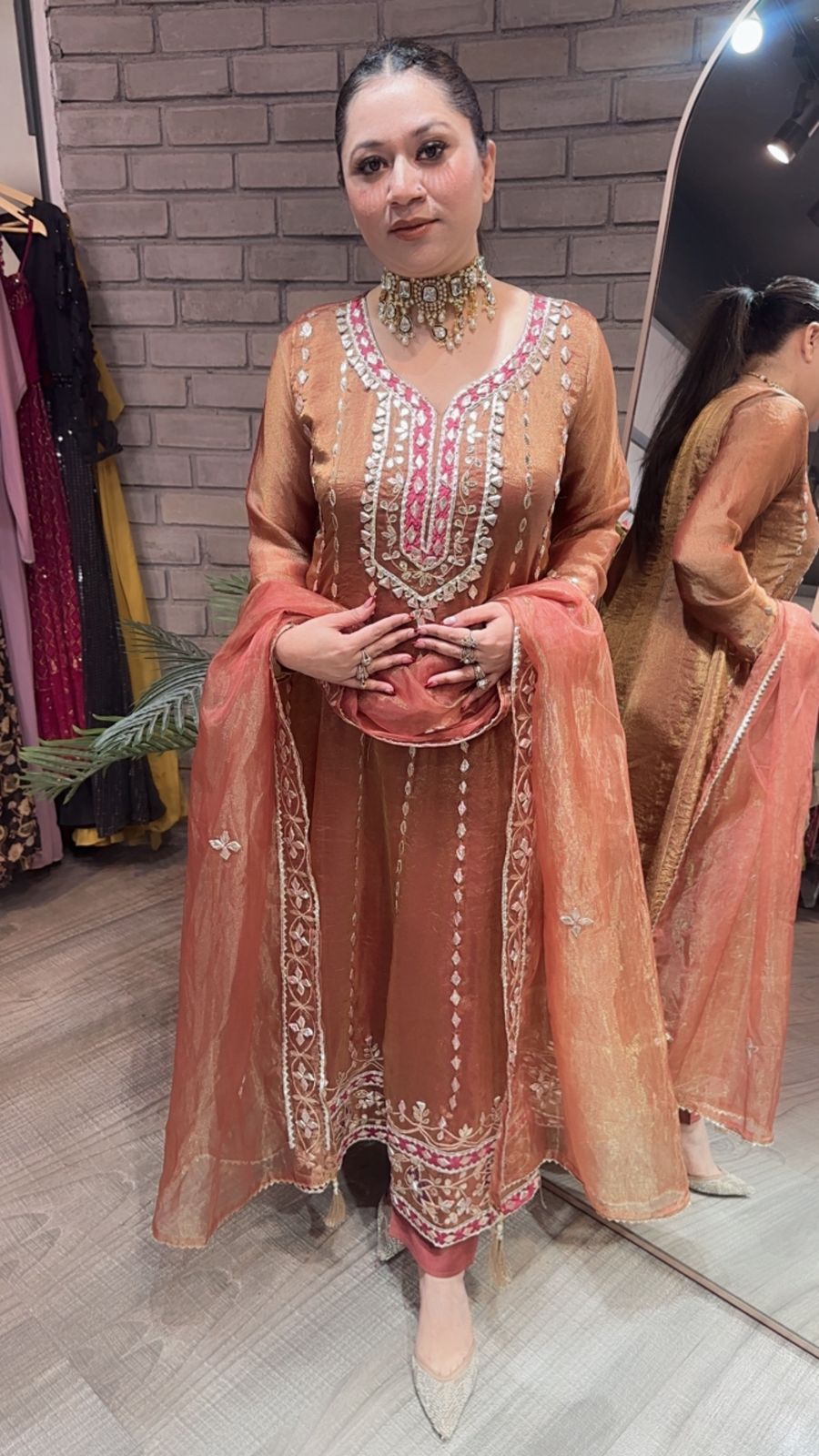 Tehzeeb Rust Designer Anarkali suit
