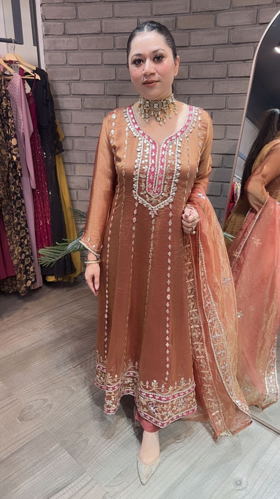 Tehzeeb Rust Designer Anarkali suit