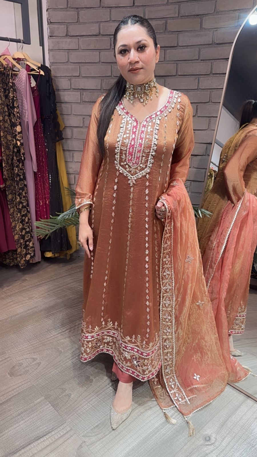Tehzeeb Rust Designer Anarkali suit