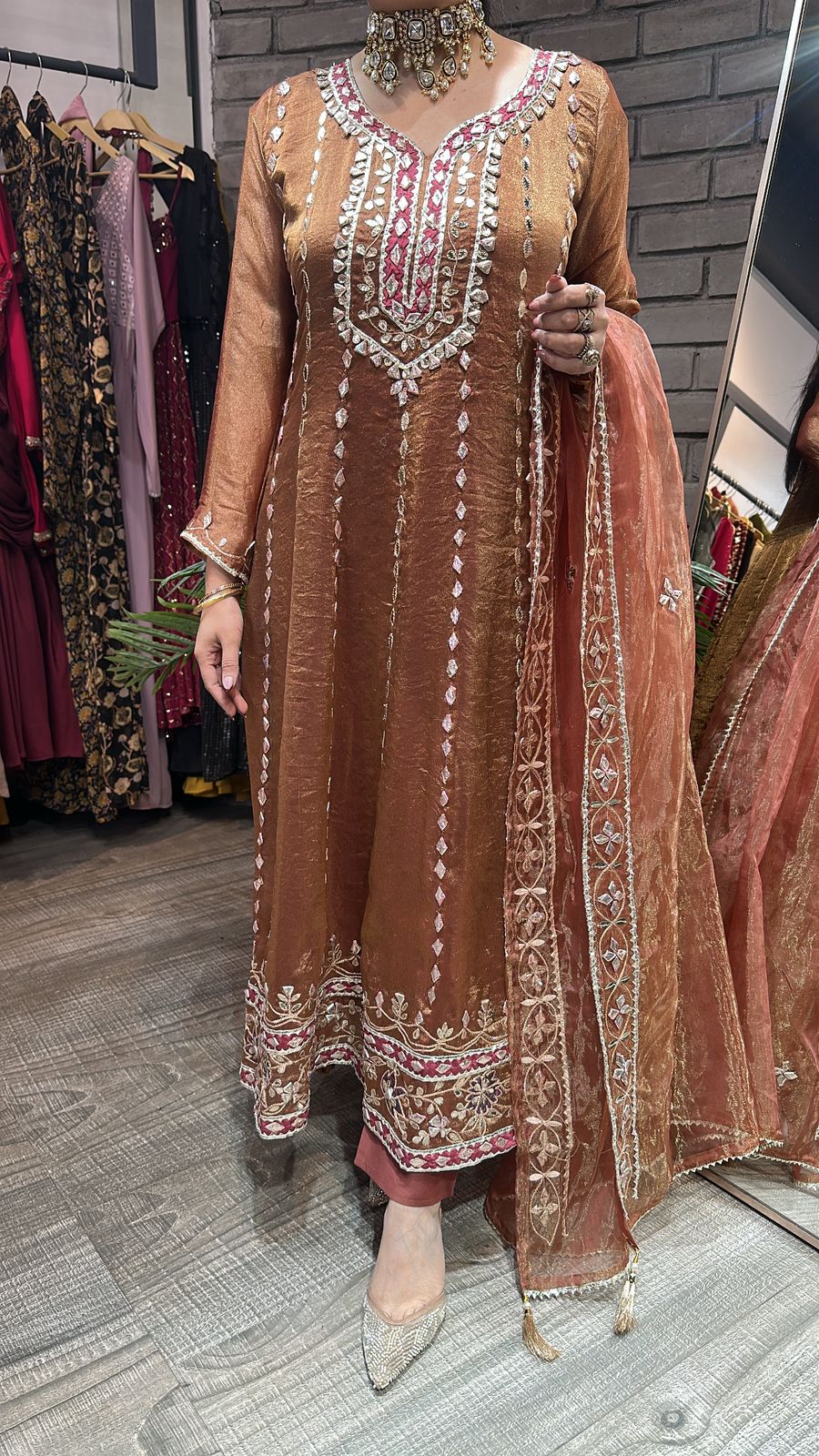 Tehzeeb Rust Designer Anarkali suit