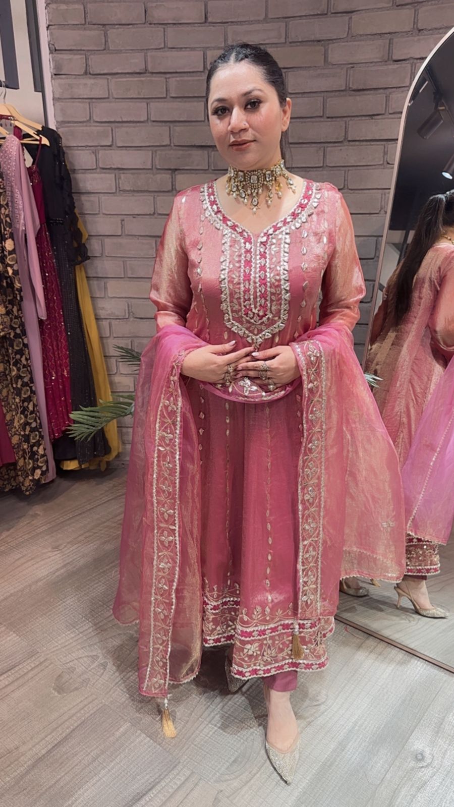 Tehzeeb pink Designer Anarkali suit