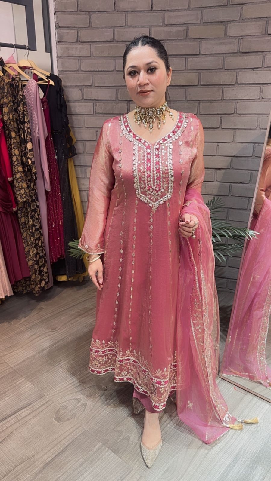 Tehzeeb pink Designer Anarkali suit