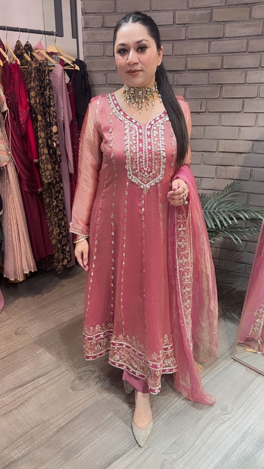 Tehzeeb pink Designer Anarkali suit