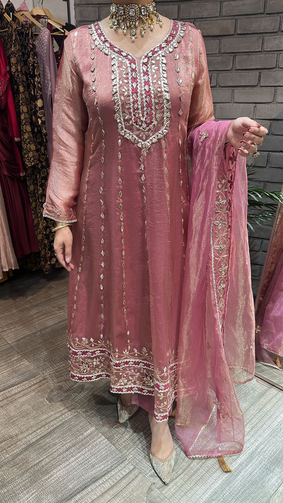 Tehzeeb pink Designer Anarkali suit