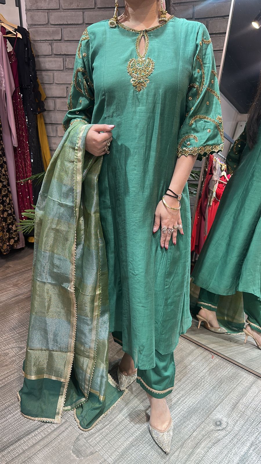 Biryani Green Designer Handwork suit