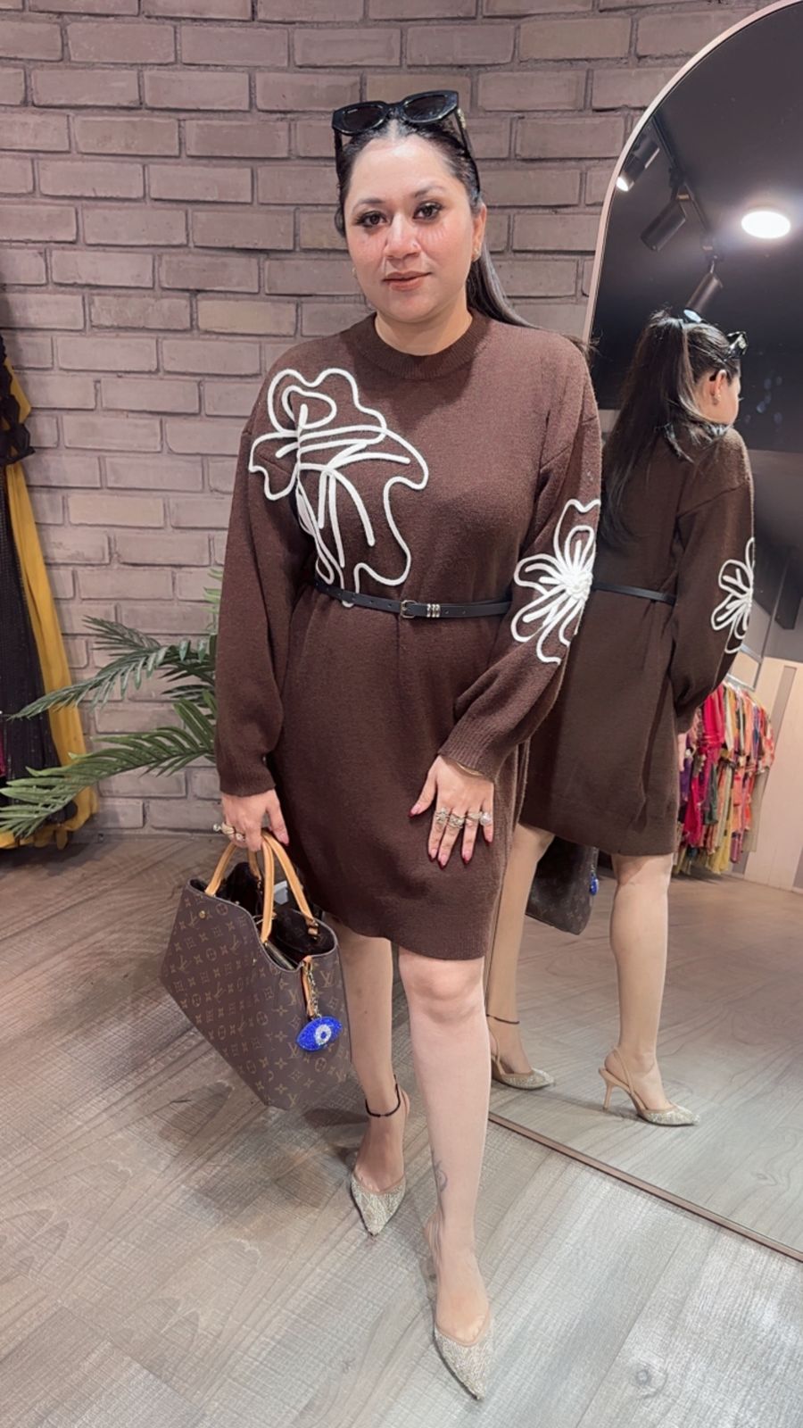 Hazel Brown Woolen Dress