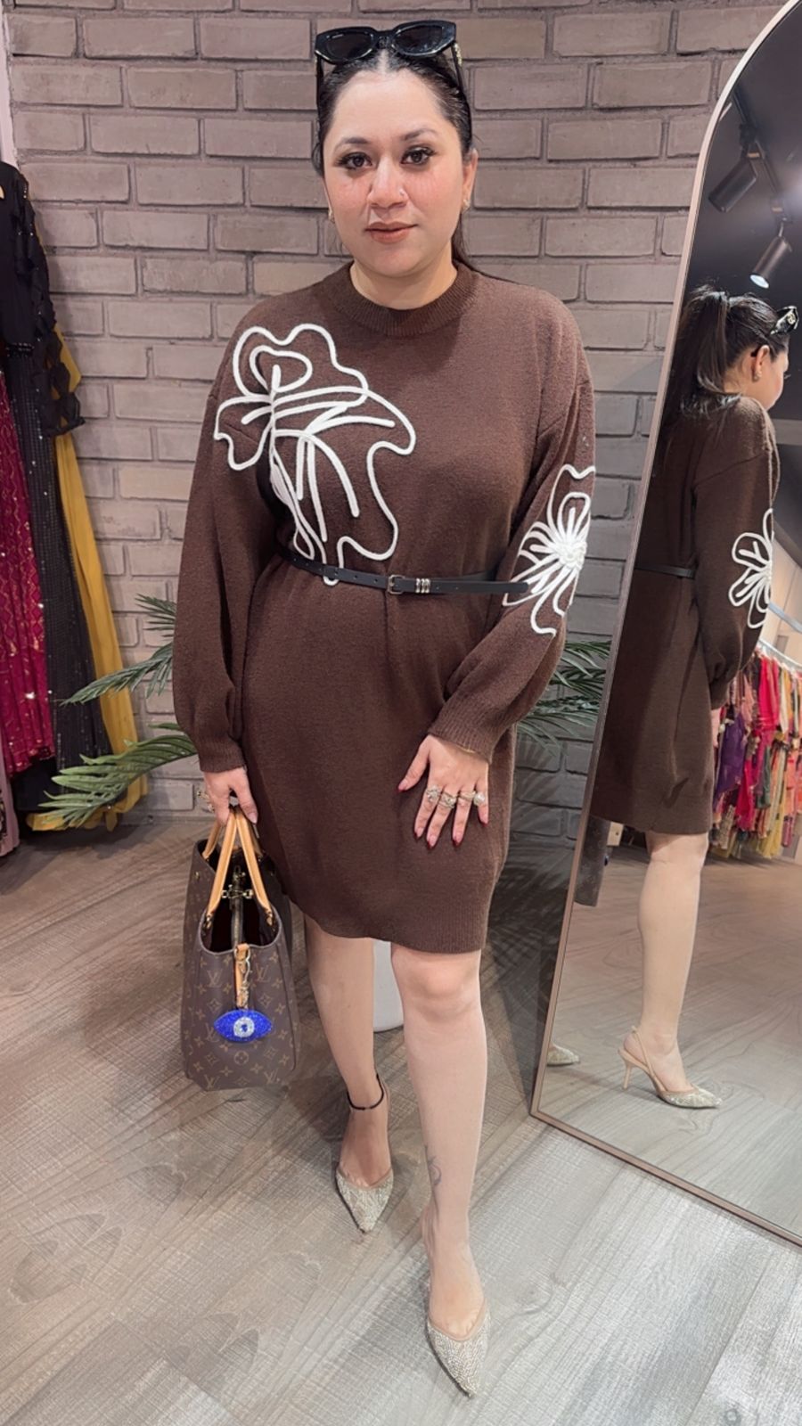 Hazel Brown Woolen Dress