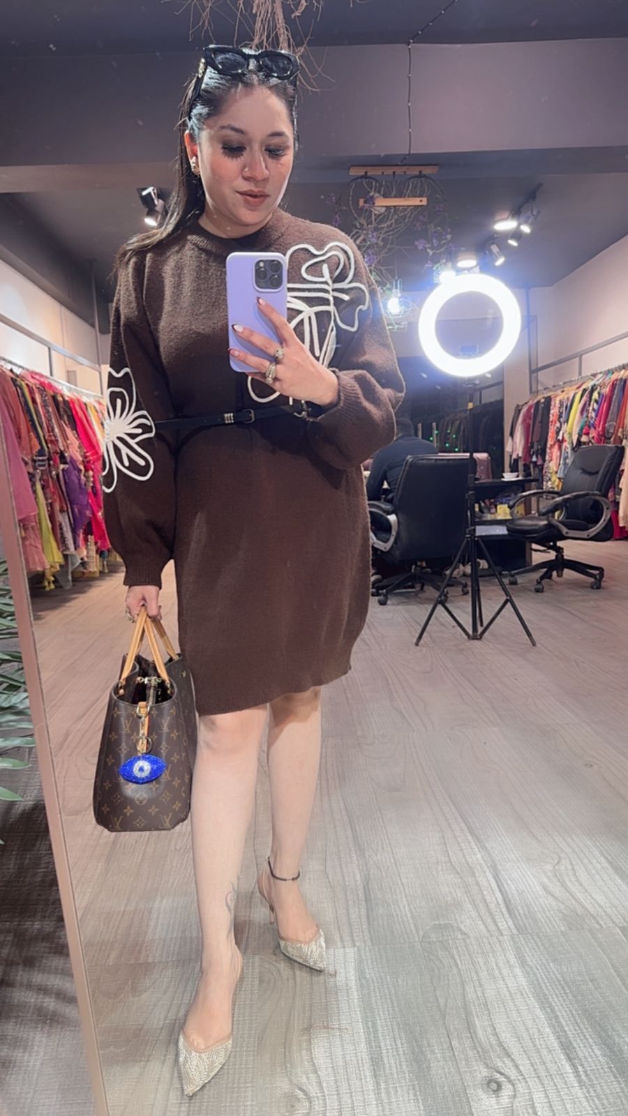 Hazel Brown Woolen Dress