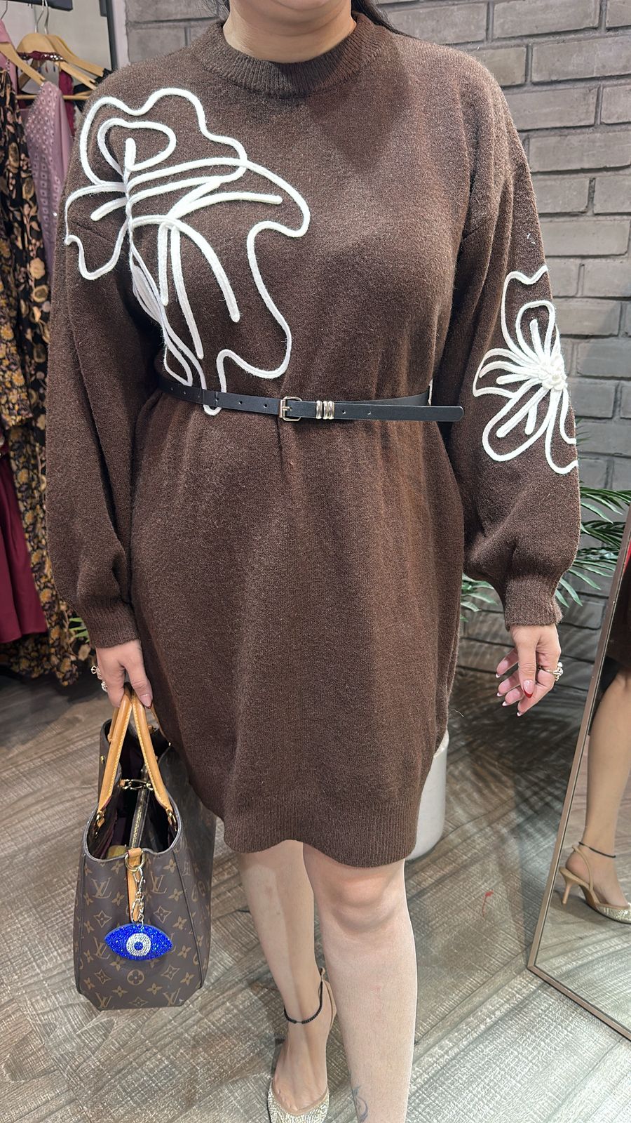 Hazel Brown Woolen Dress