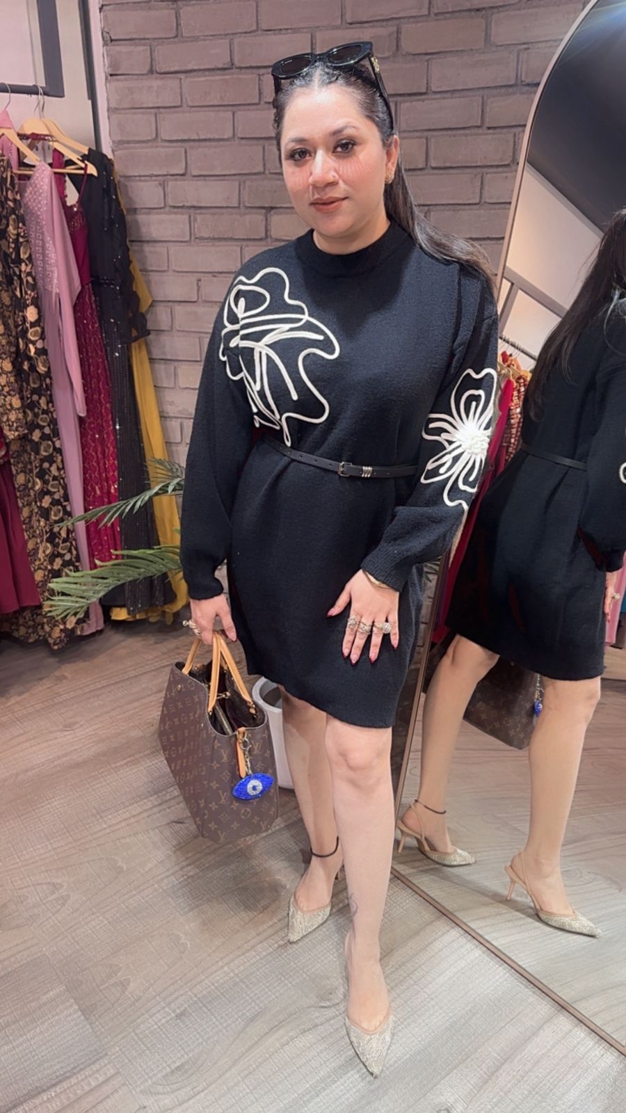 Hazel Black Woolen Dress