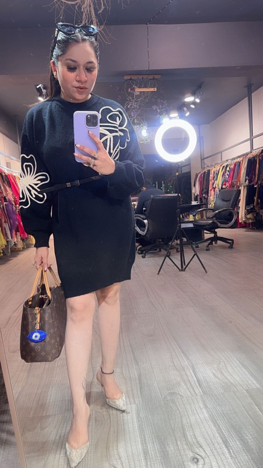 Hazel Black Woolen Dress