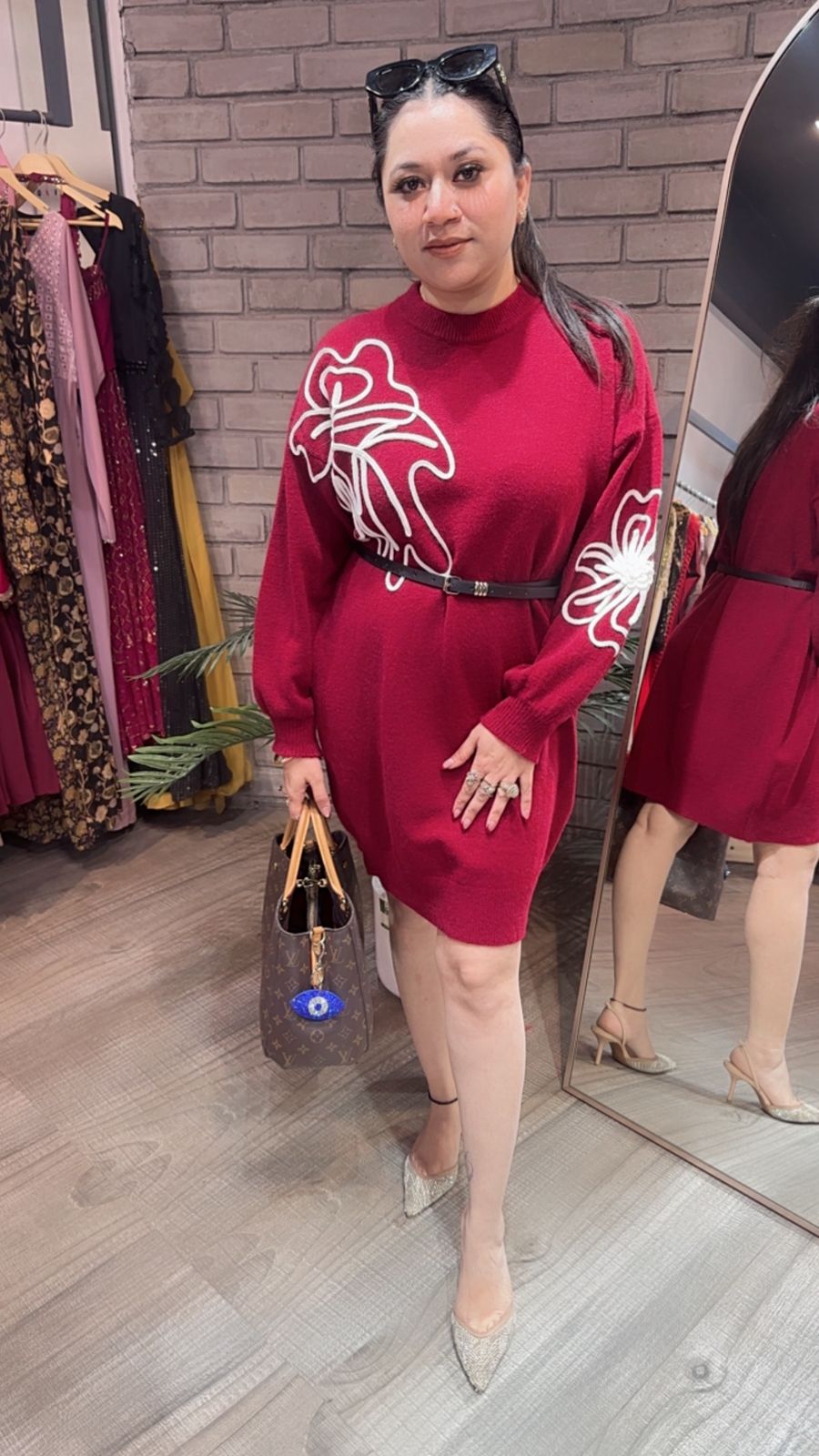 Hazel Mahroon Woolen Dress