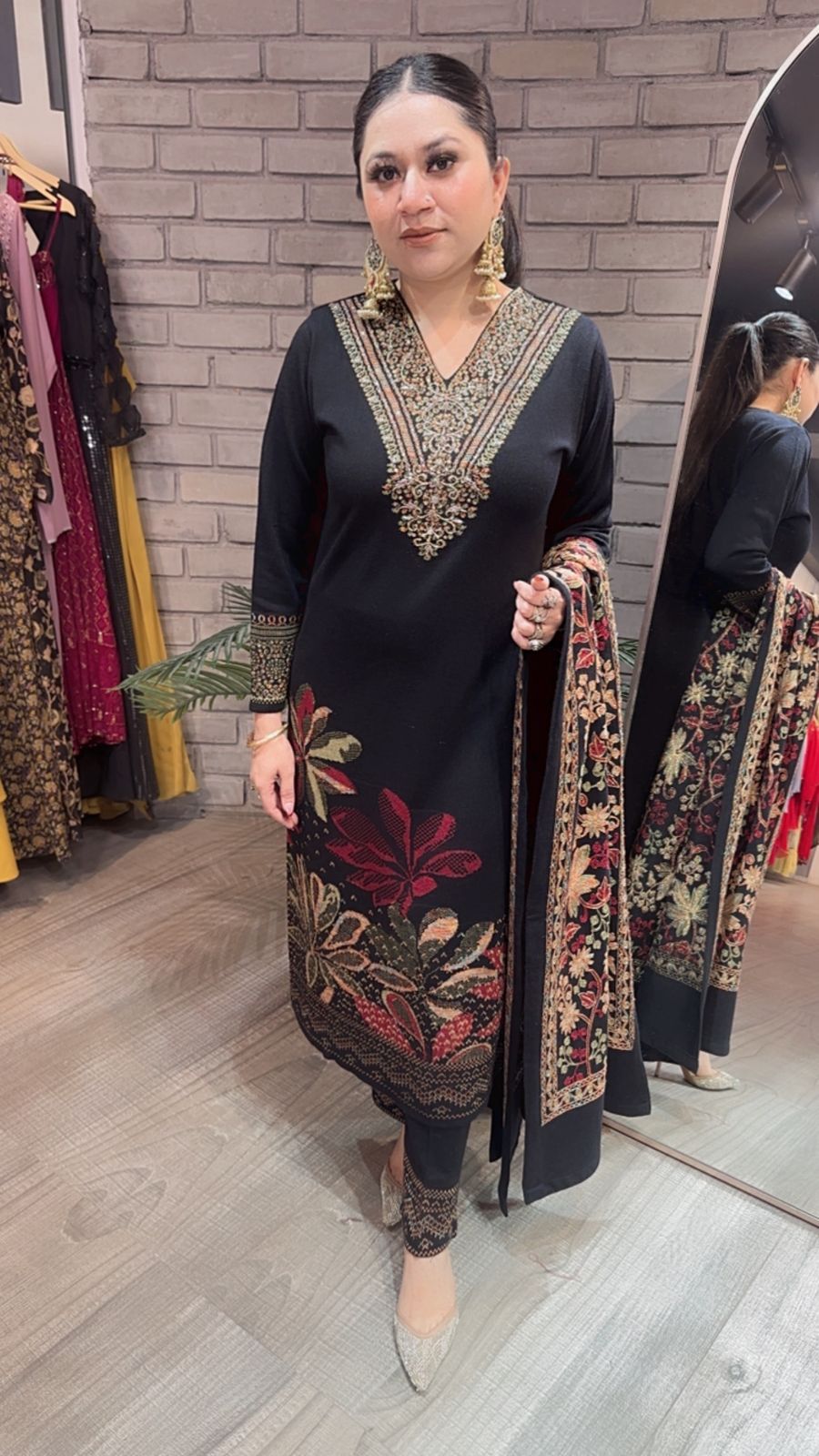 Kali Mirch Black Woolen Designer suit