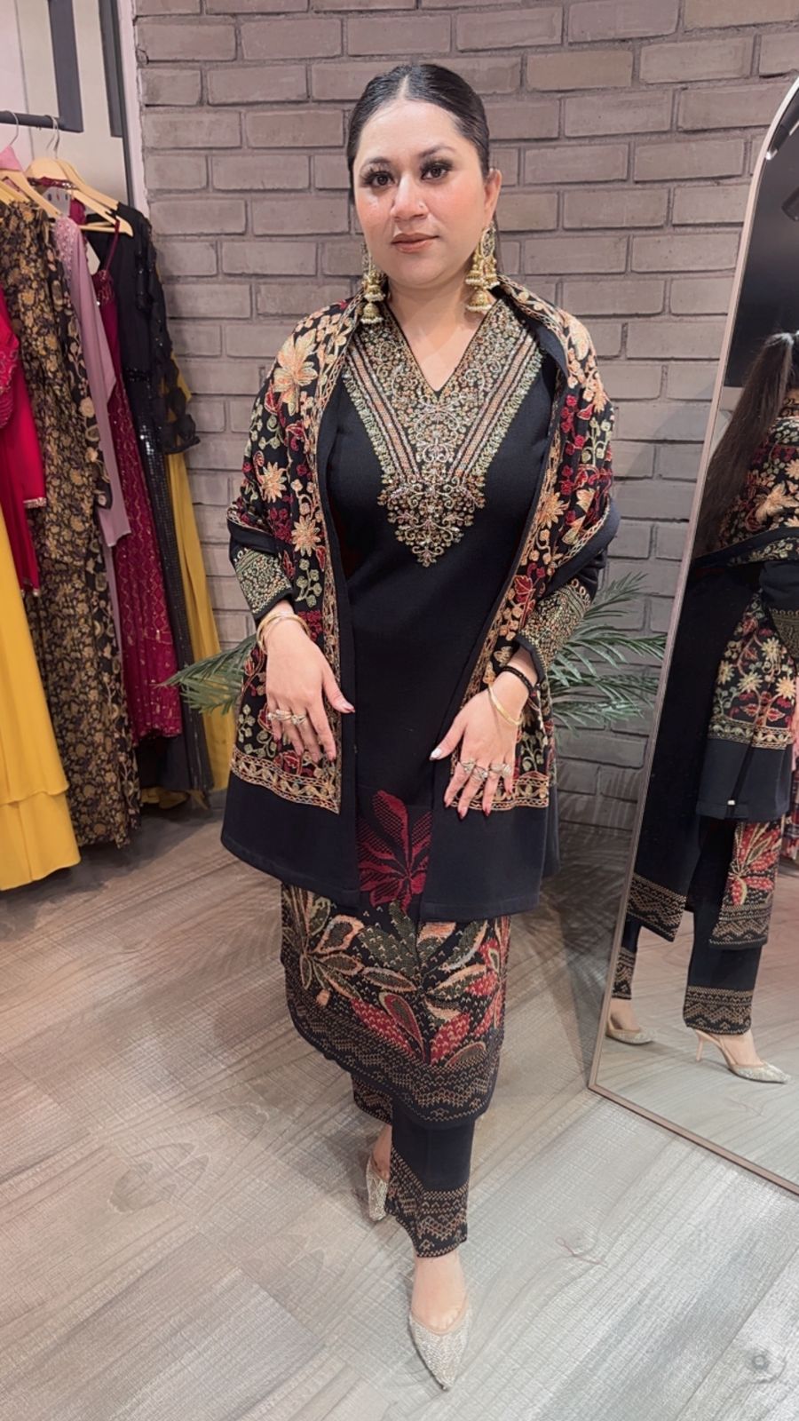 Kali Mirch Black Woolen Designer suit