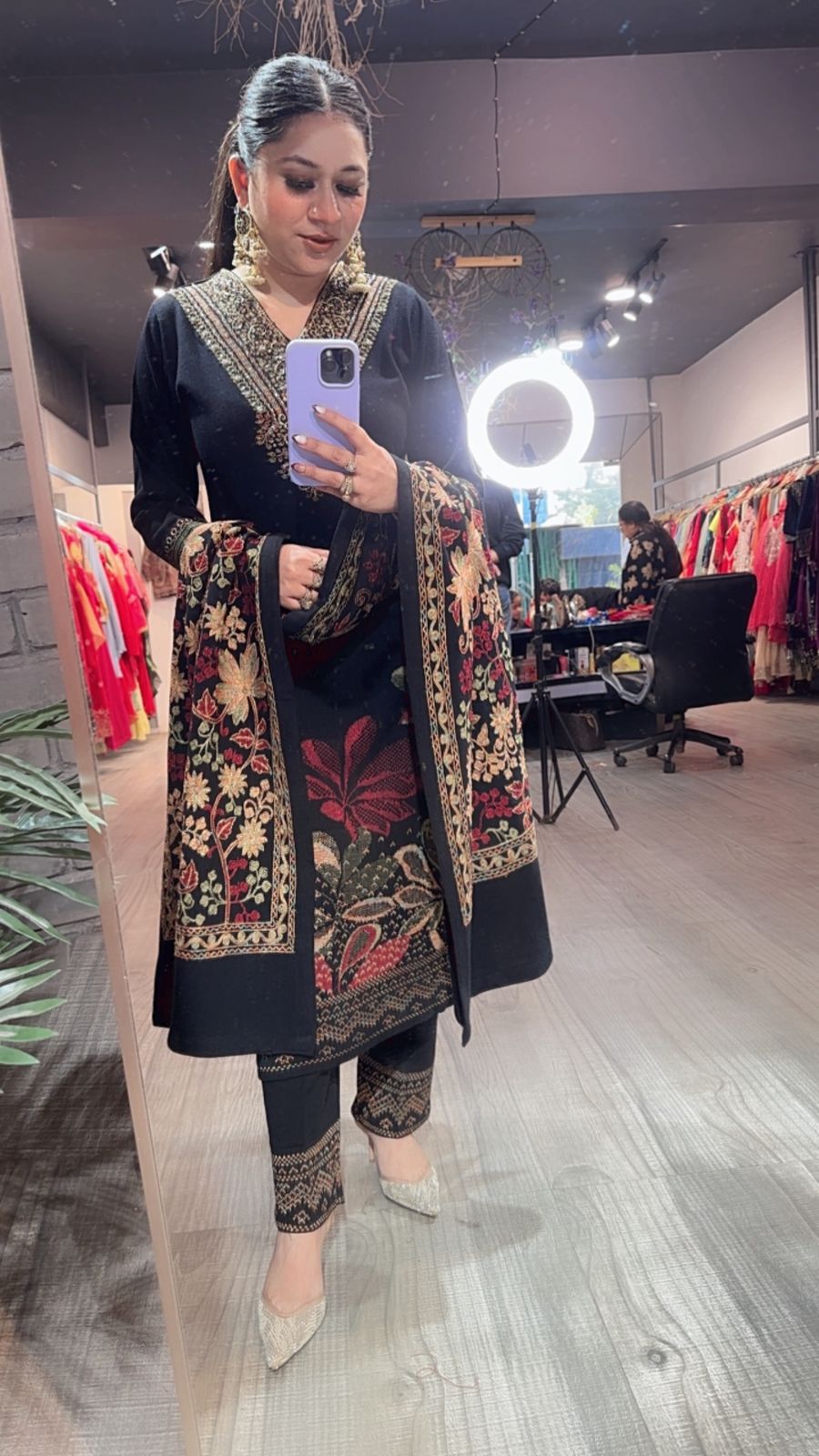 Kali Mirch Black Woolen Designer suit