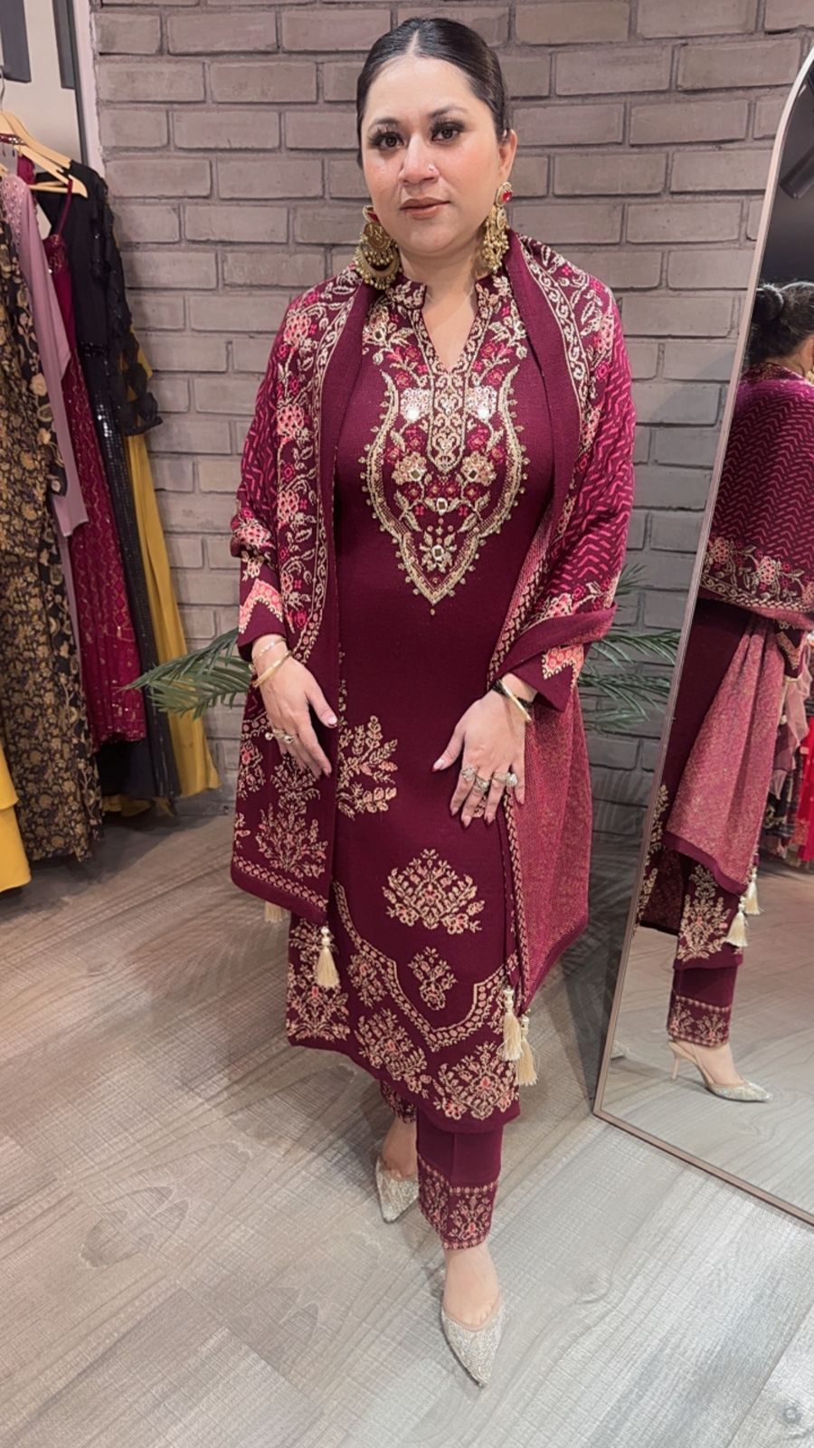 Rajma Mahroon Woolen Designer suit