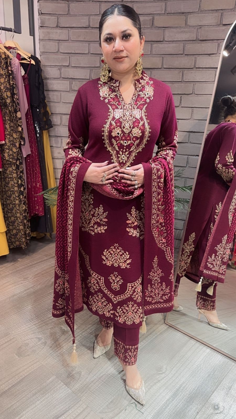 Rajma Mahroon Woolen Designer suit