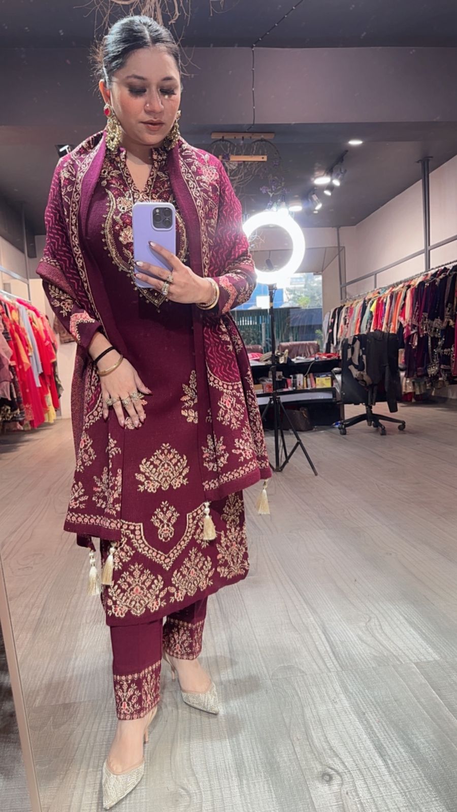 Rajma Mahroon Woolen Designer suit