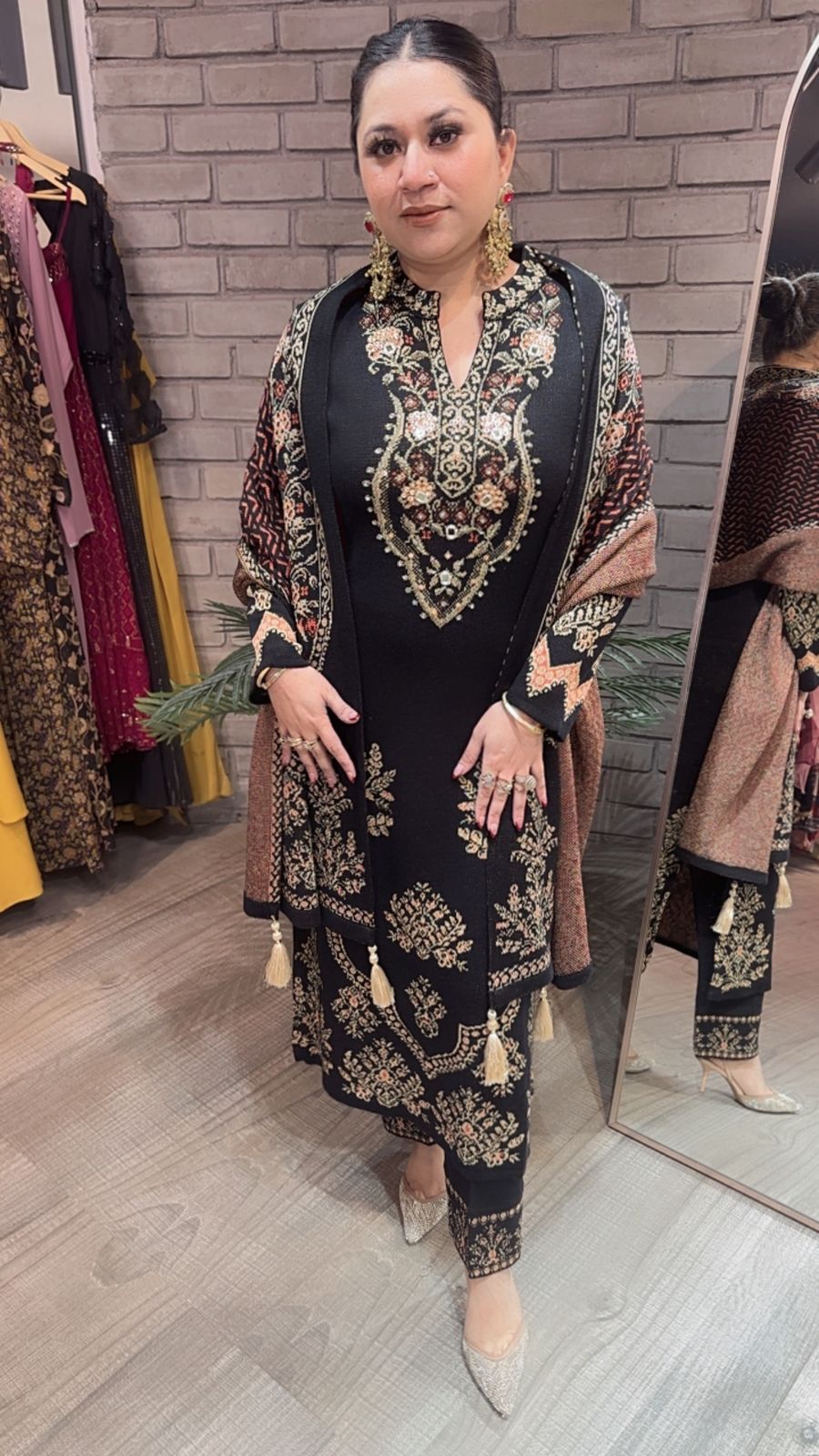 Rajma Black Woolen Designer suit