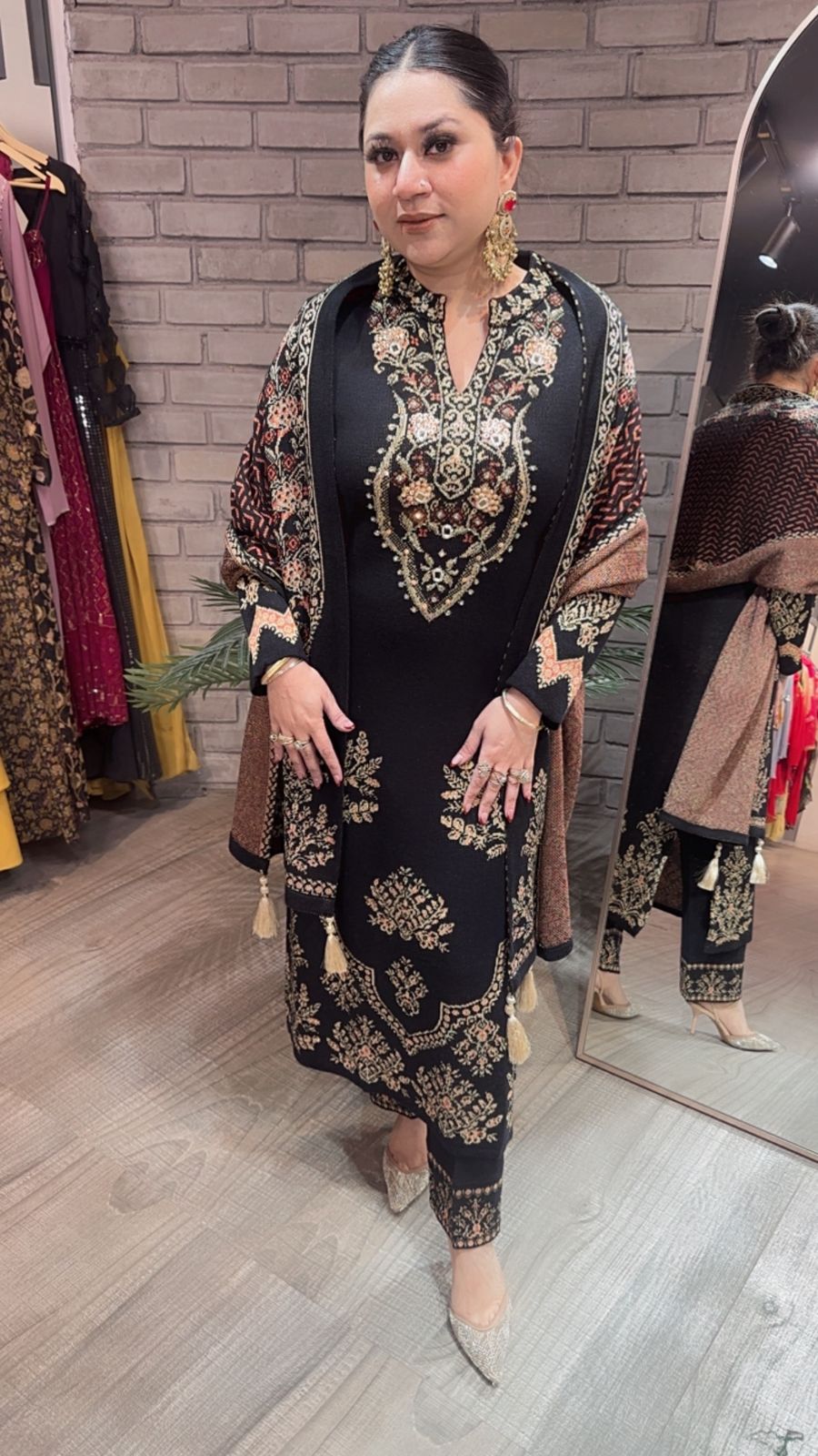 Rajma Black Woolen Designer suit