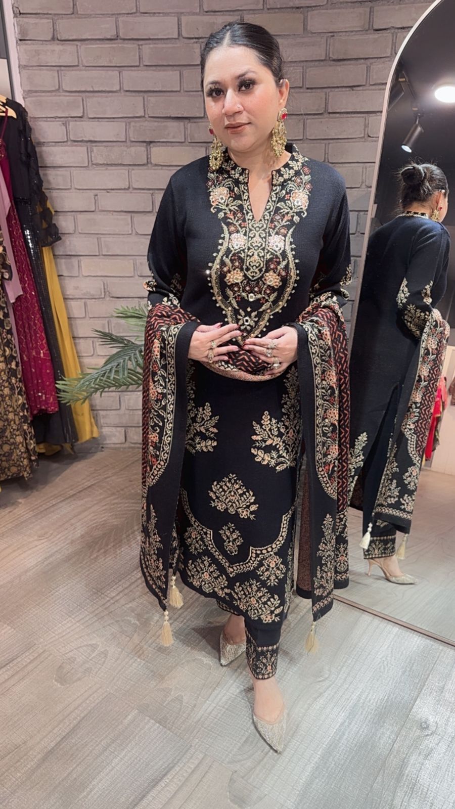 Rajma Black Woolen Designer suit