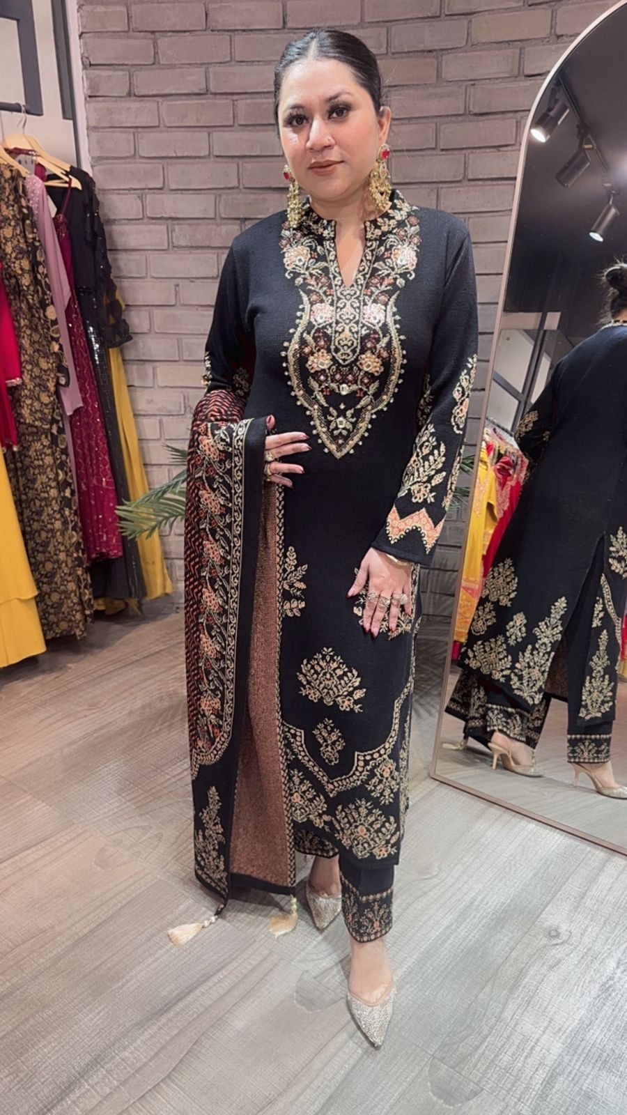 Rajma Black Woolen Designer suit