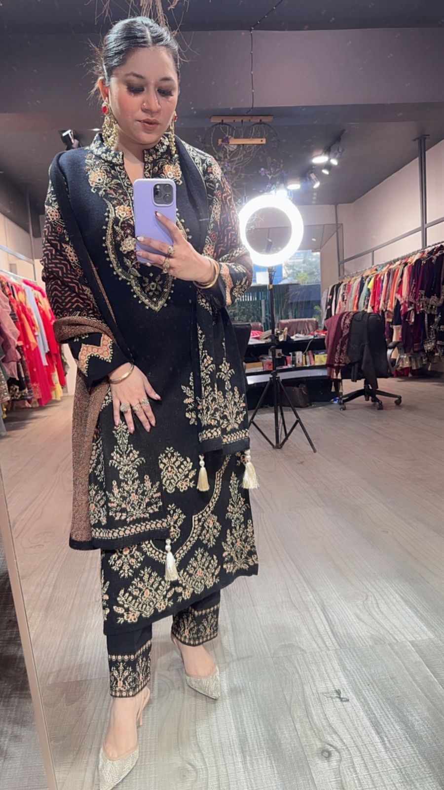 Rajma Black Woolen Designer suit