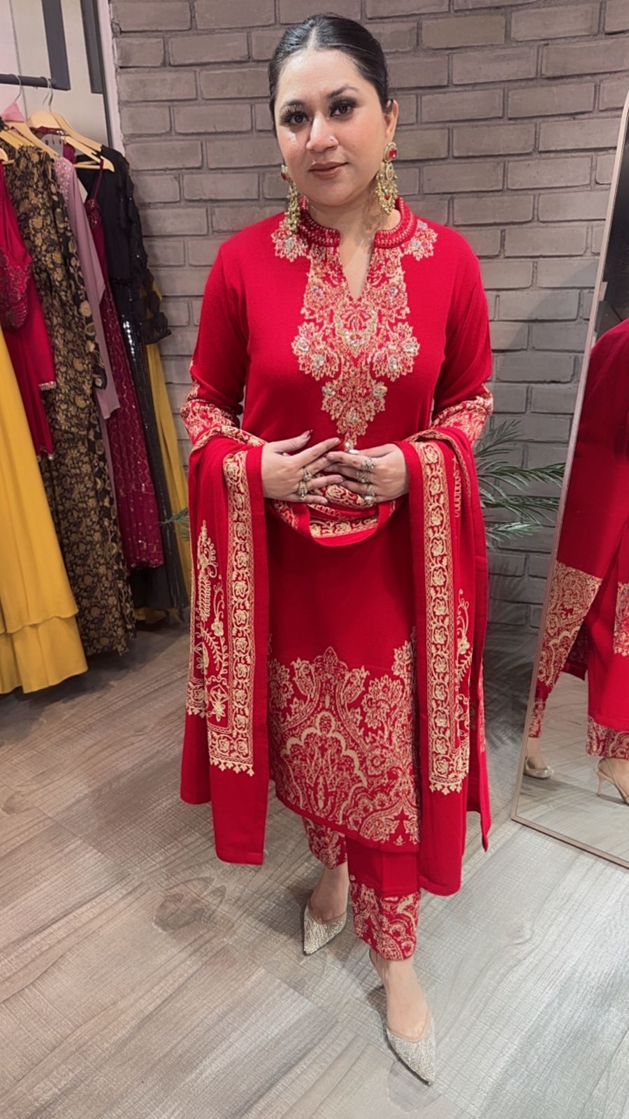 Chilli Red Woolen Designer suit