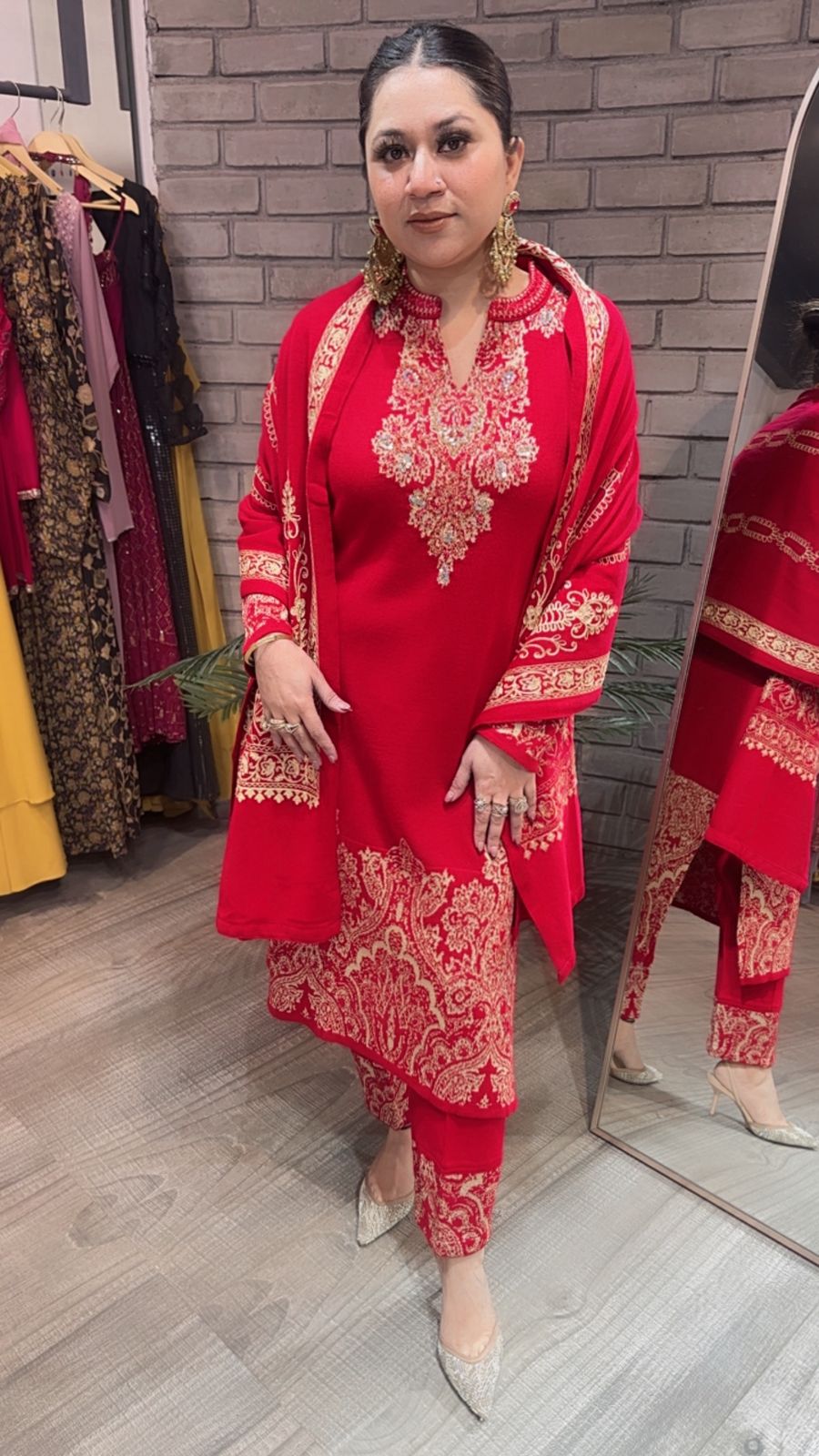 Chilli Red Woolen Designer suit