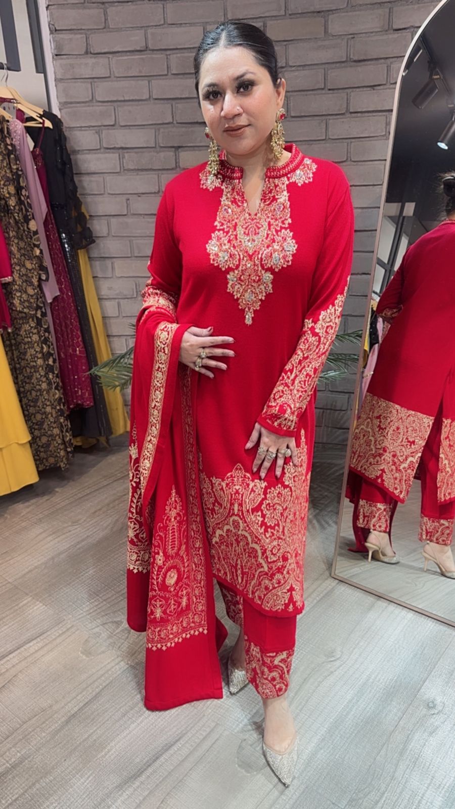 Chilli Red Woolen Designer suit