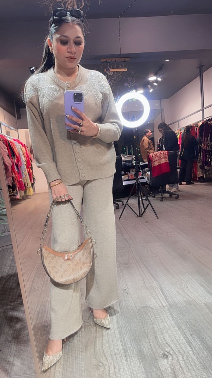 Bow Beige Woolen Cordset
