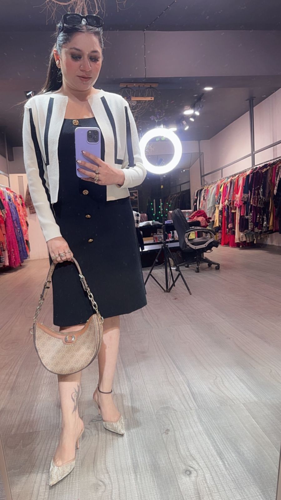 Piano White jacket Woolen Dress