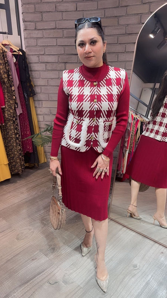 Penguin Mahroon jacket Woolen Dress