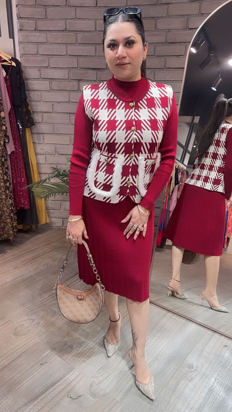 Penguin Mahroon jacket Woolen Dress