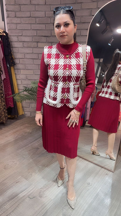 Penguin Mahroon jacket Woolen Dress