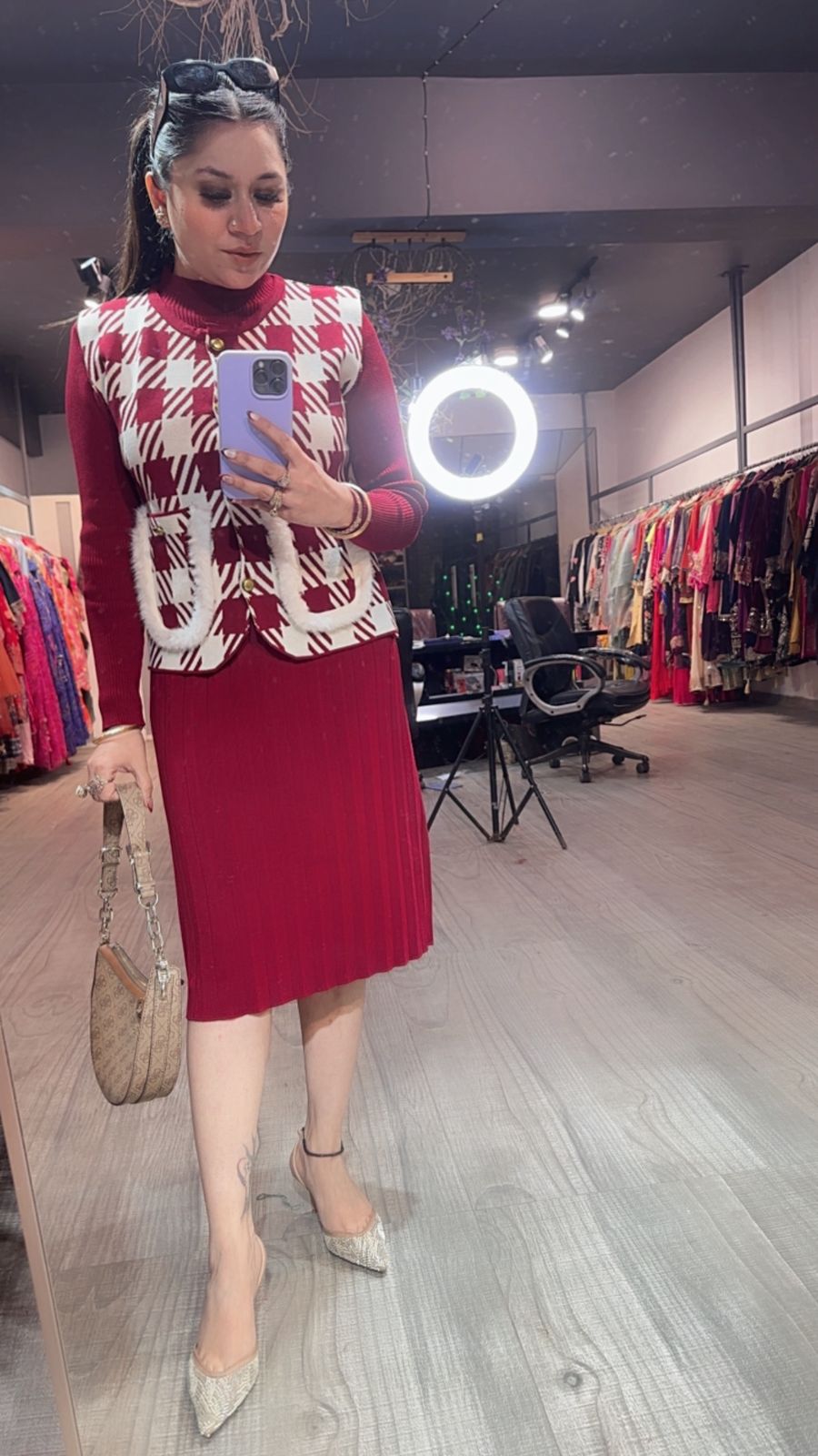 Penguin Mahroon jacket Woolen Dress