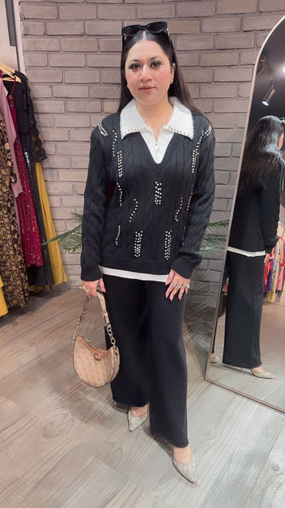 Newspaper Black  Woolen cordset