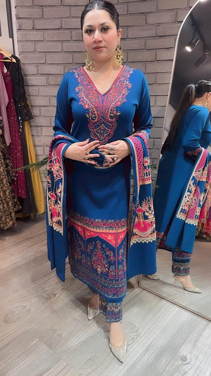 Daawat Blue Designer Woolen suit