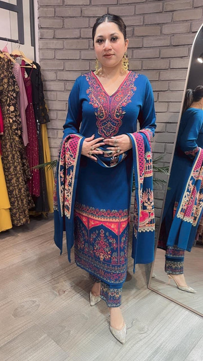 Daawat Blue Designer Woolen suit