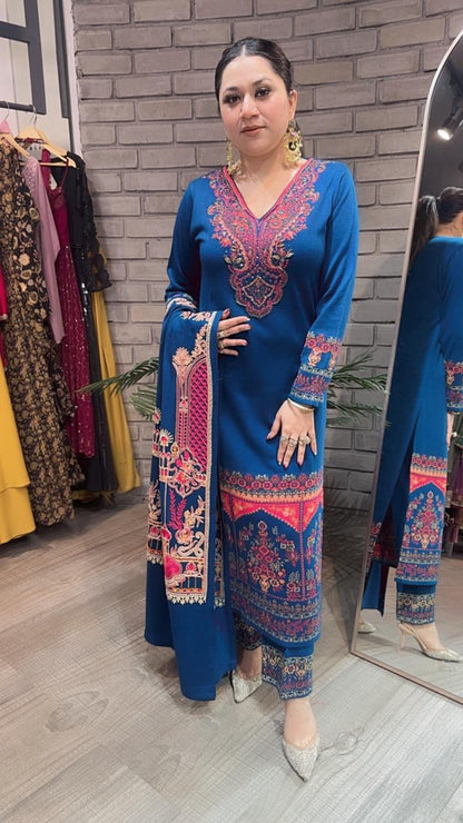 Daawat Blue Designer Woolen suit