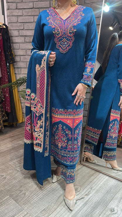 Daawat Blue Designer Woolen suit