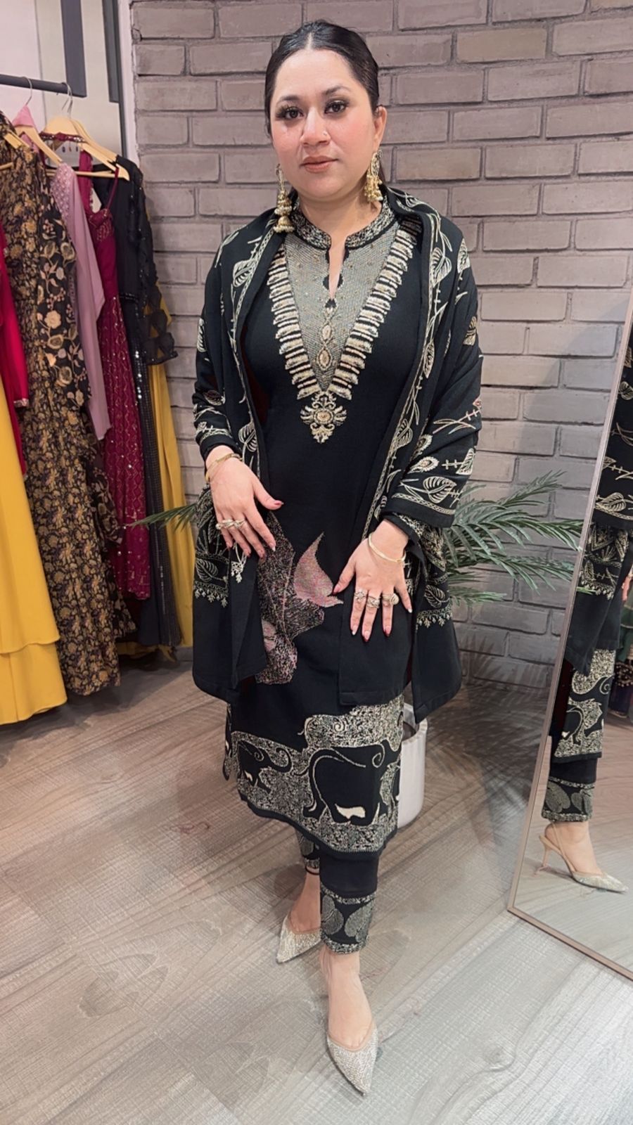 Clove Black Designer Woolen suit