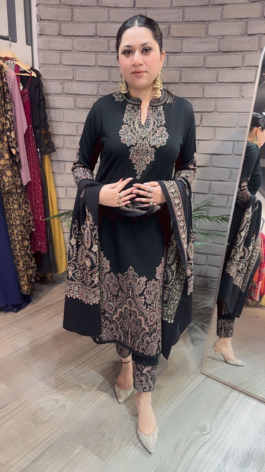 Chilli Black Woolen Designer suit