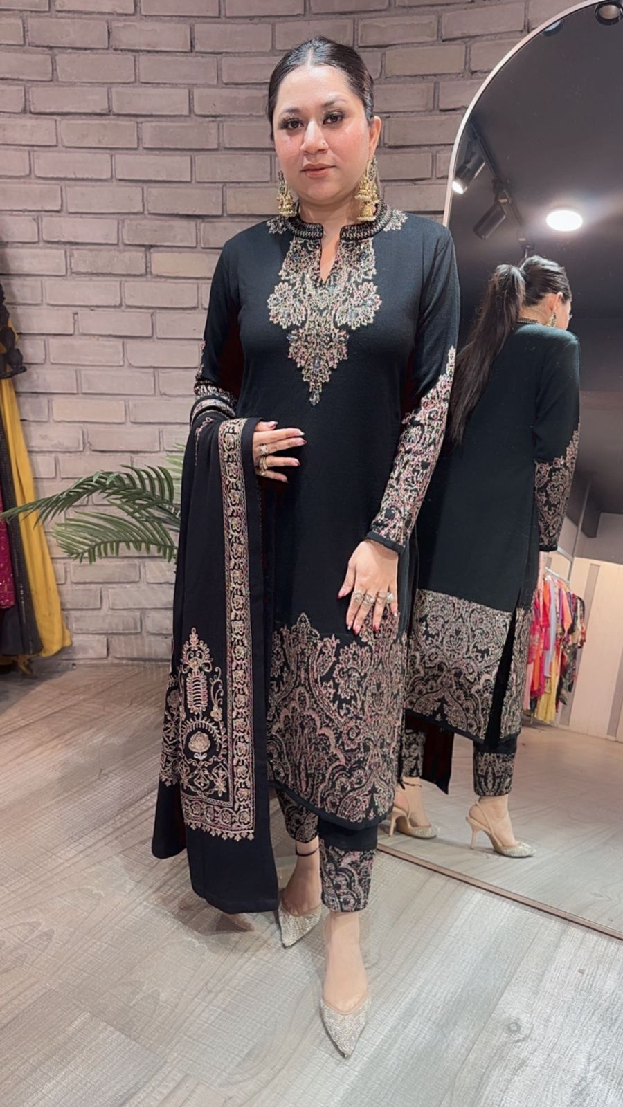 Chilli Black Woolen Designer suit