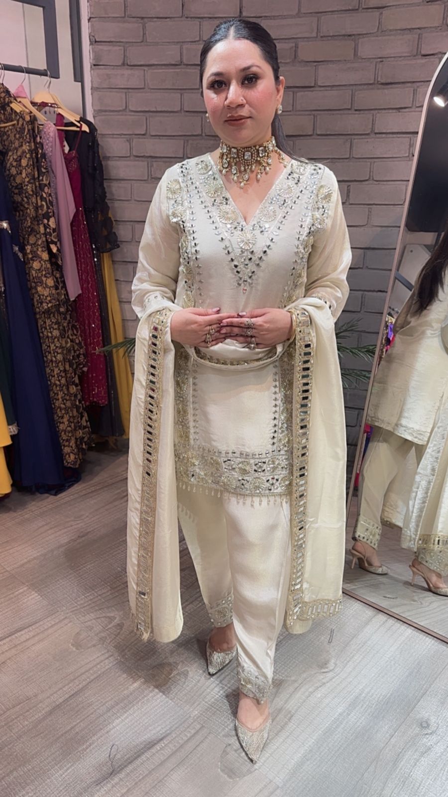Ronak Ivory  Mirror Designer suit
