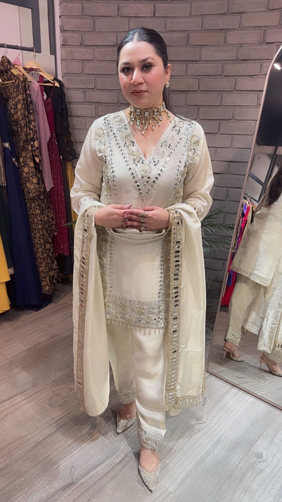Ronak Ivory  Mirror Designer suit