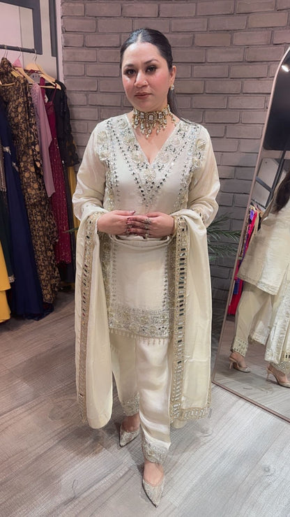 Ronak Ivory  Mirror Designer suit