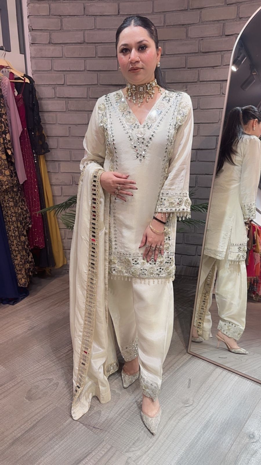 Ronak Ivory  Mirror Designer suit