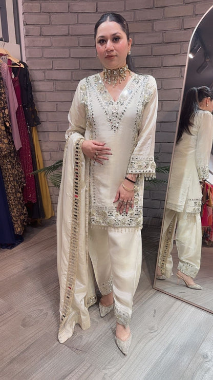 Ronak Ivory  Mirror Designer suit