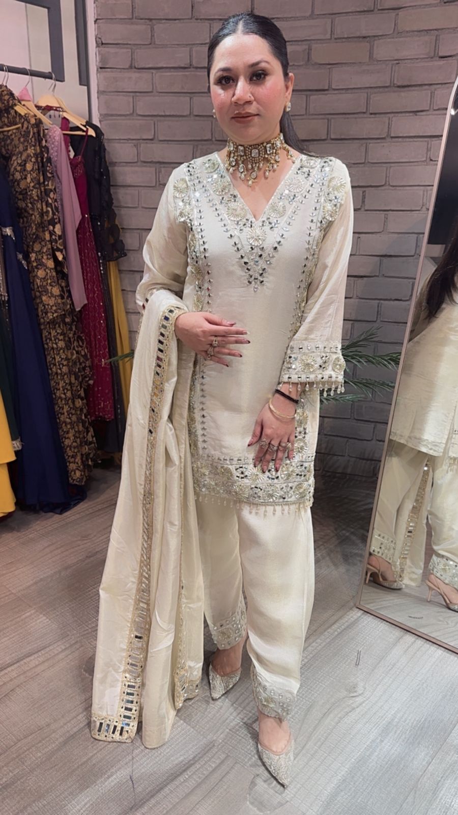 Ronak Ivory  Mirror Designer suit
